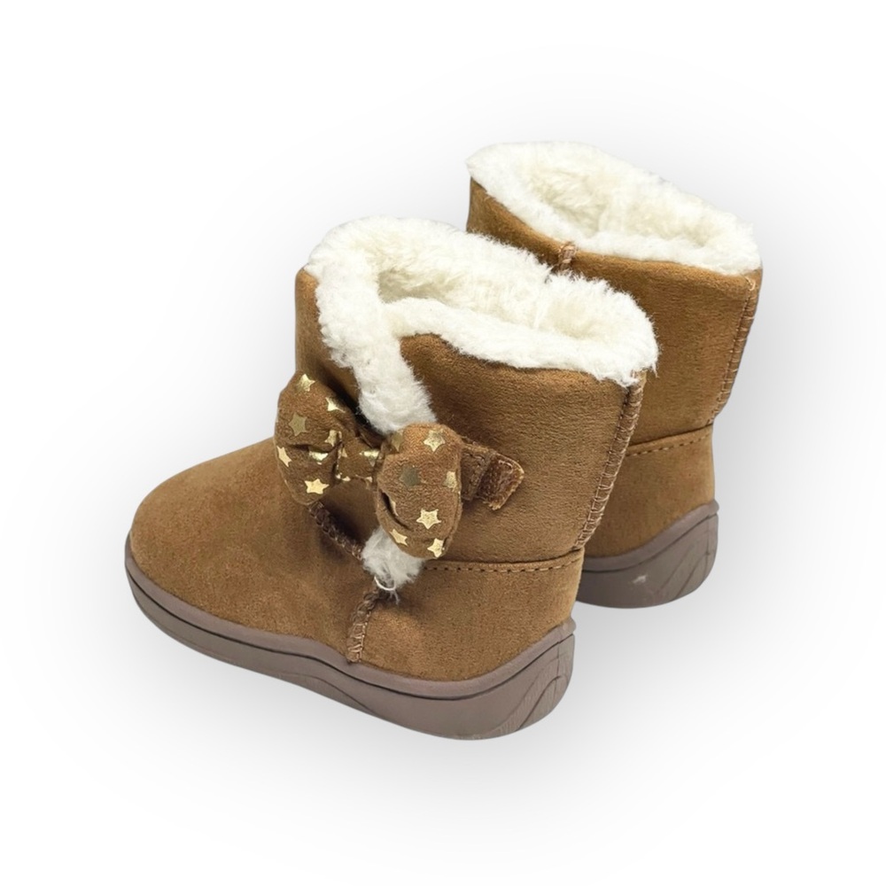 Garanimals ★ Faux Shearling Lined Boots ★ Star Printed Bow ★ Tan ★ Toddler 4 - Picture 7 of 16